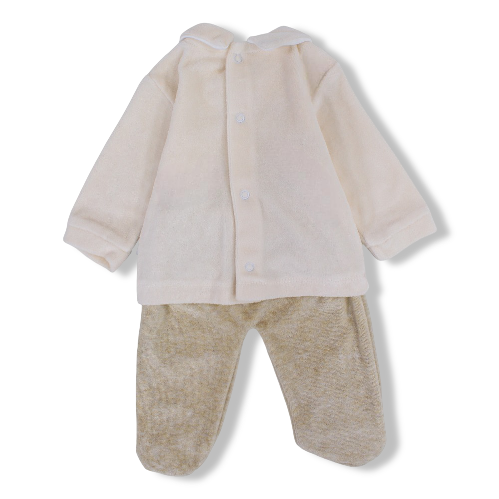 Baby Boys Velvet Pajama Set – Train Design