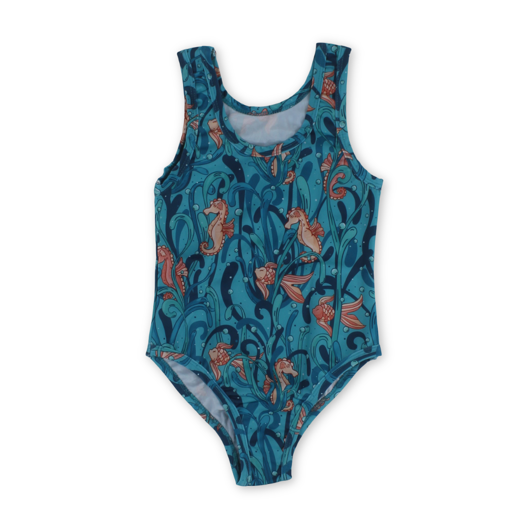 Baby Girls One-Piece Swimsuit – Seahorse Print - Clothing - I.Wear