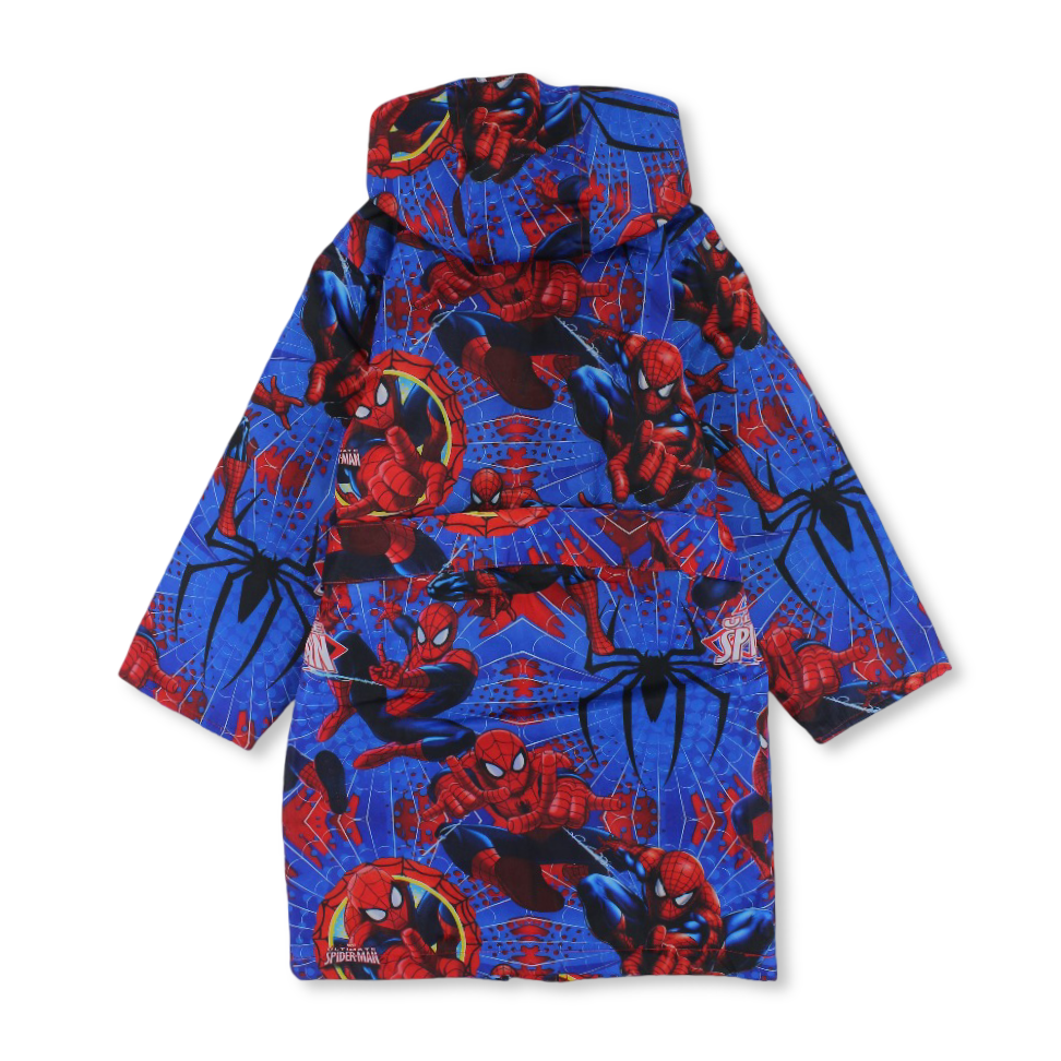 Boys Waterproof Swim Robe – Blue with Spider-Man Print