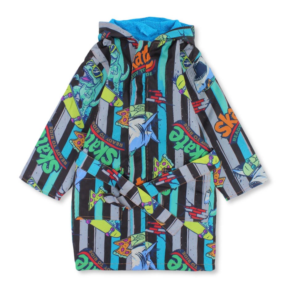 Boys Waterproof Swim Robe – Multicolor with Dino Print - Clothing - I.Wear