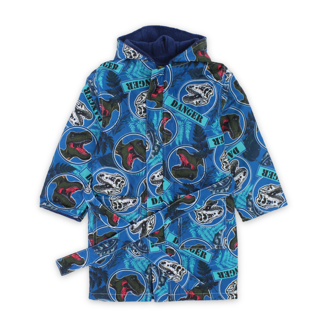 Boys Swim Robe Waterproof – Blue with Danger Dino Design - Clothing - I.Wear