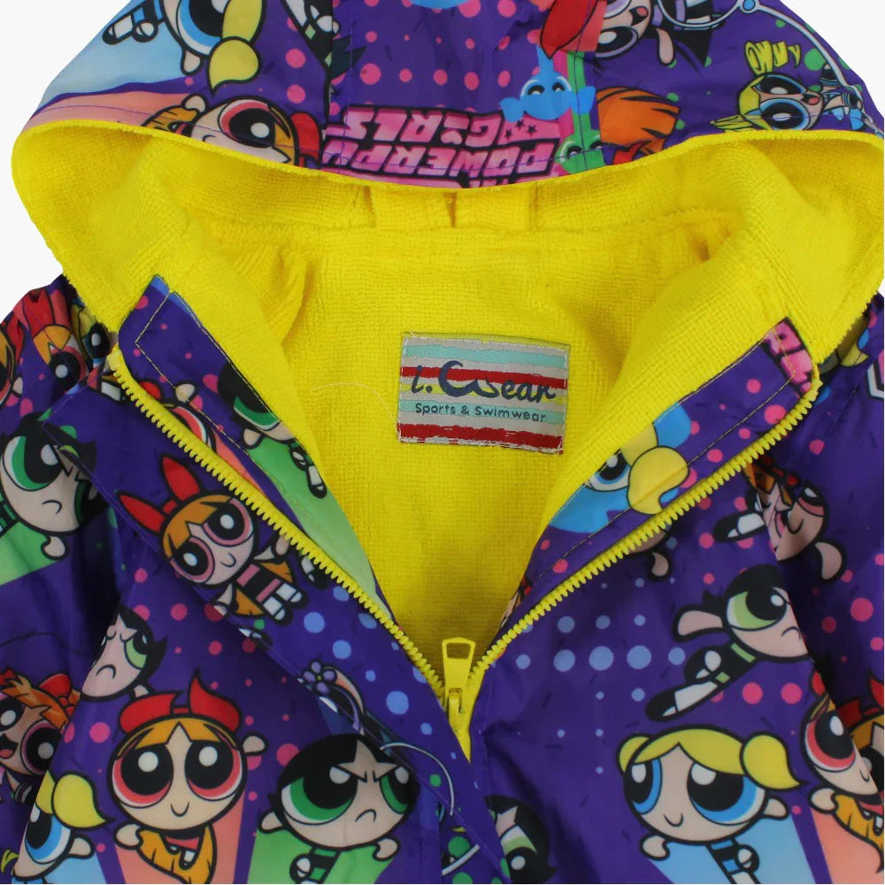 Girls Swim Robe – Purple with the Powerpuff Girls Print