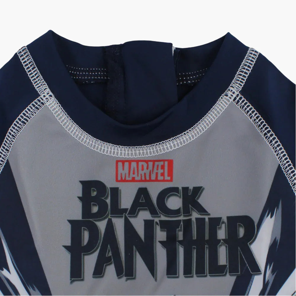 Boys Overall Swimsuit – Navy with Black Panther Print