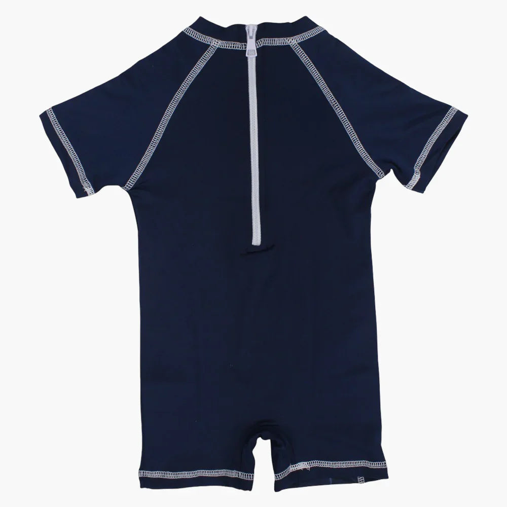 Boys Overall Swimsuit – Navy with Black Panther Print