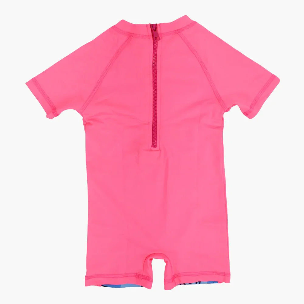 Girls Overall Swimsuit – Pink with Ice Cream Print