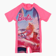 Girls Overall Swimsuit – Pink with Barbie Print