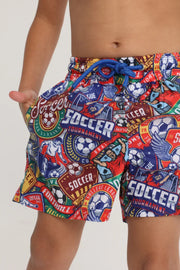 Boys Swim Shorts – Soccer Print