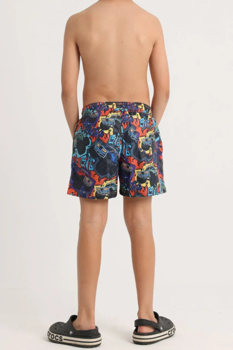Boys Swim Shorts – Monster Truck Print