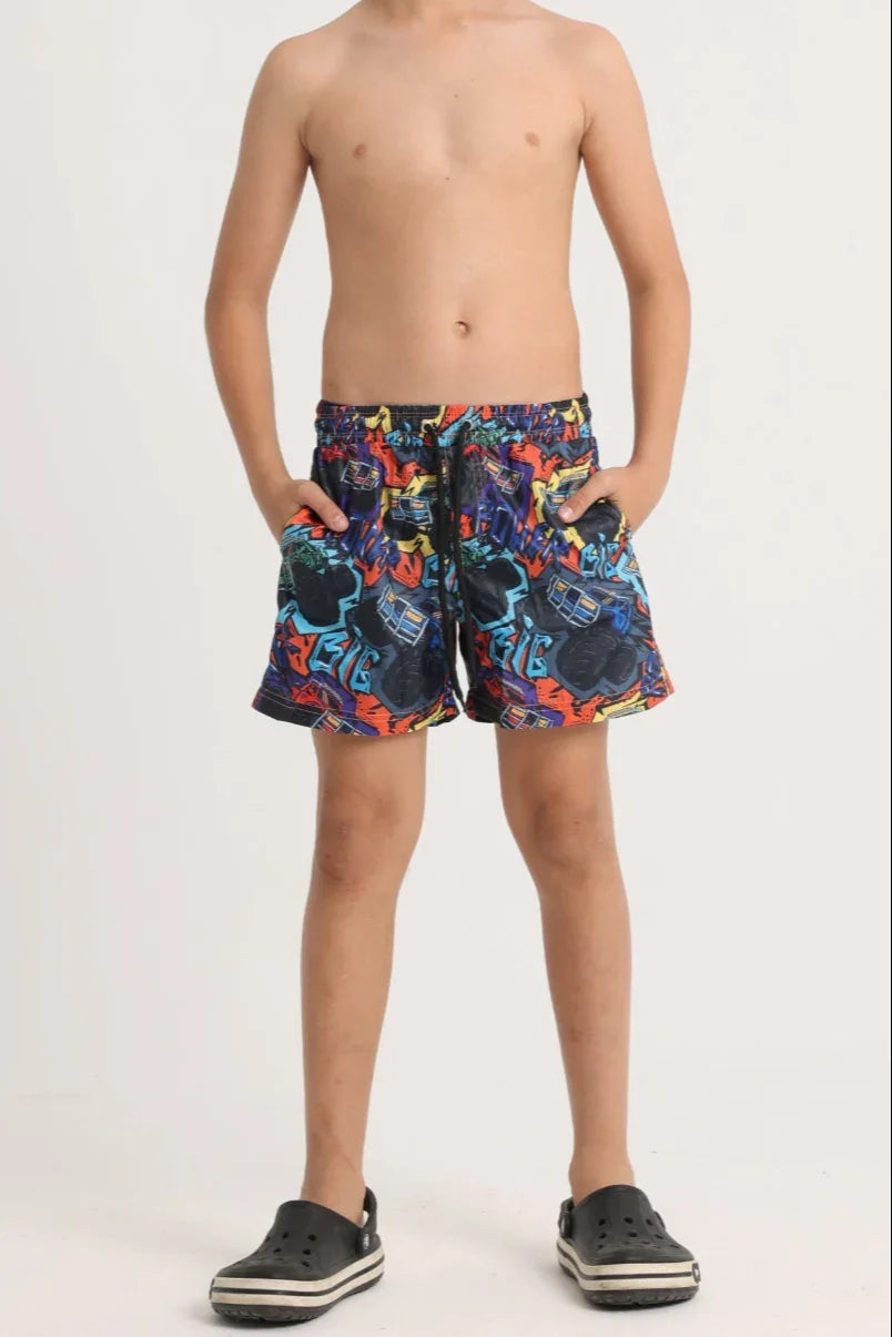 Boys Swim Shorts – Monster Truck Print