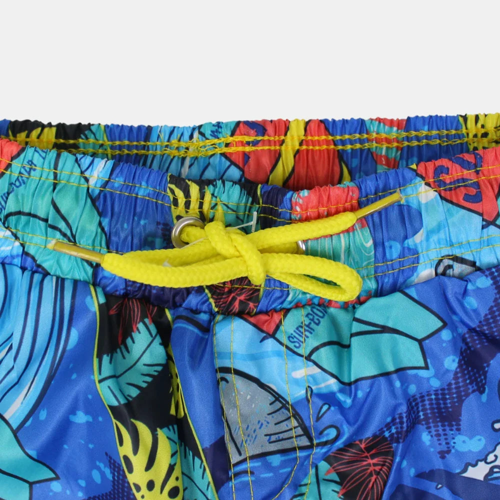 Boys' Swim Shorts – Blue "Super Surf" Design