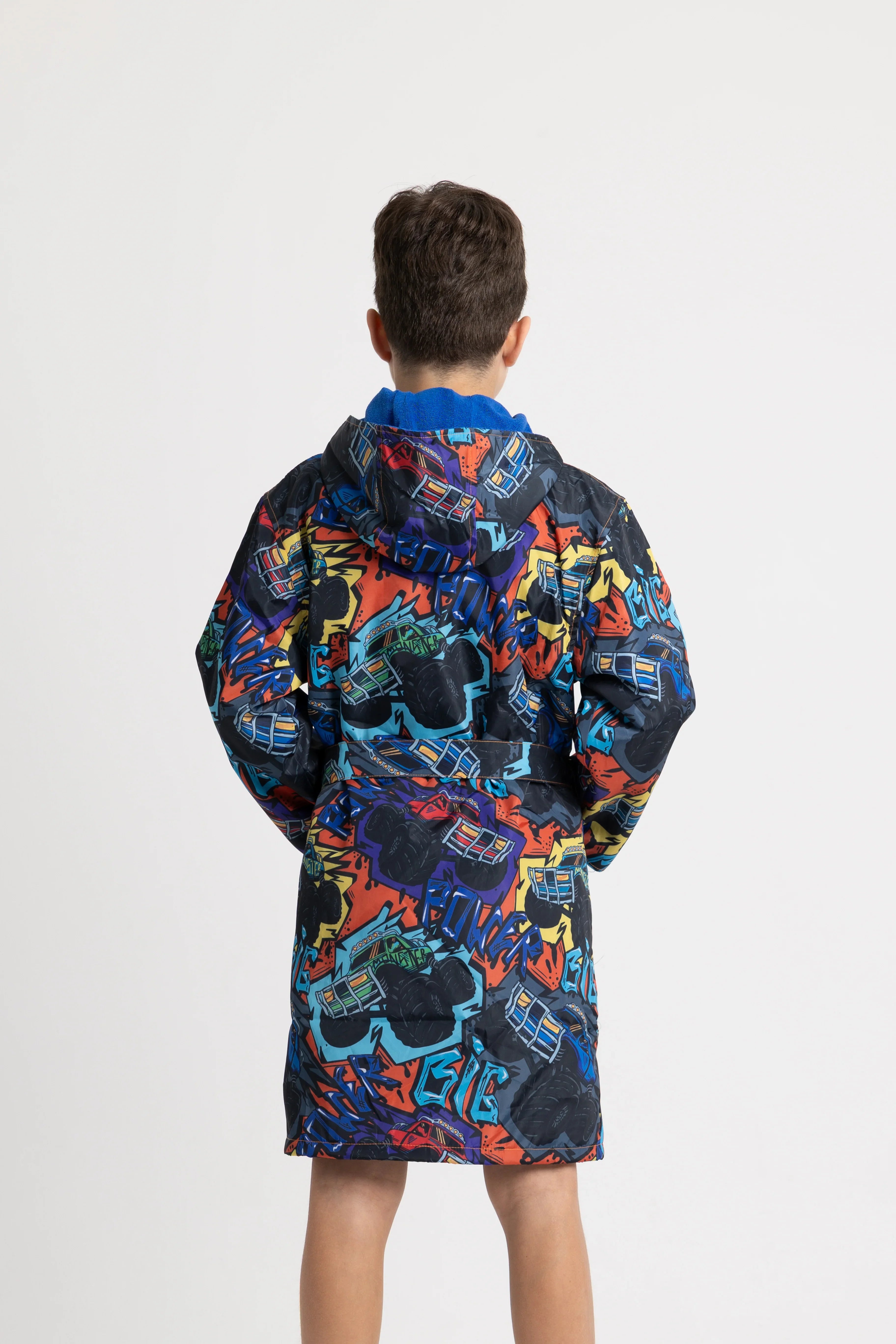 Boys Waterproof Swim Robe – "Monster Truck" Design