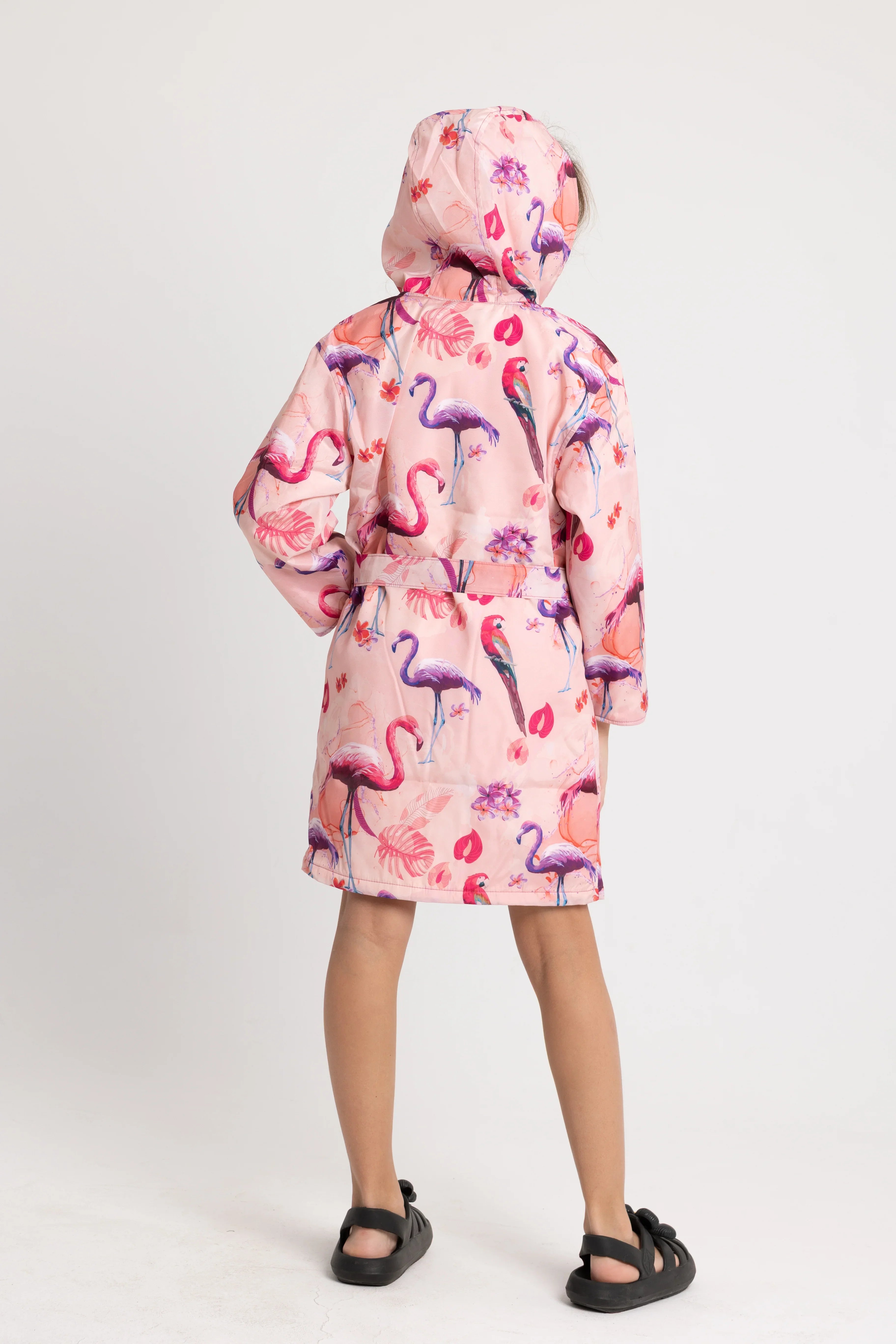 Girls' Waterproof Swim Robe – Pink Flamingo Design