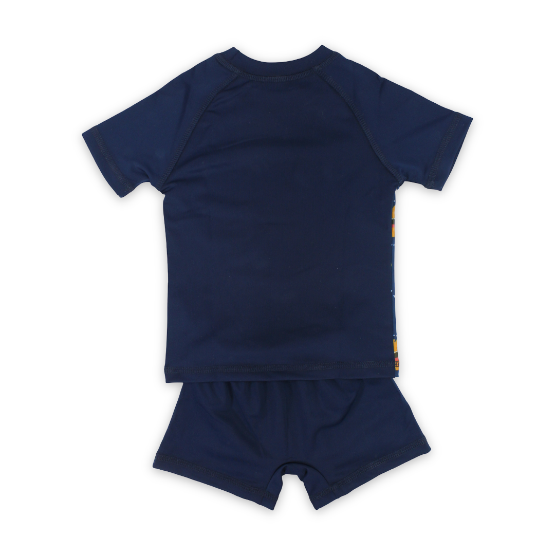 Baby Boys Rash Guard Set – Navy with Monsters Print