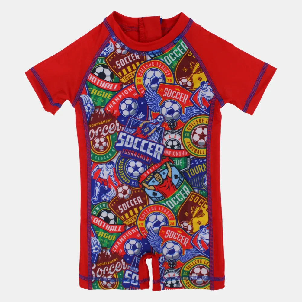 Boys Swimsuit Overall – Soccer Theme