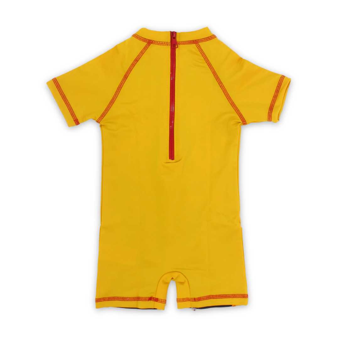 Boys Sunsuit One-Piece – Yellow with Spider-Man Print