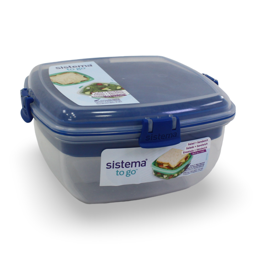 Sistema To Go Salad + Sandwich Food Storage 1.63L – Blue - School