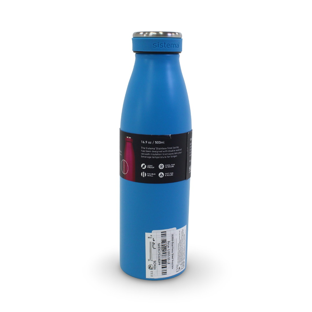 Sistema Stainless Steel Insulated Bottle 500ml – Light Blue
