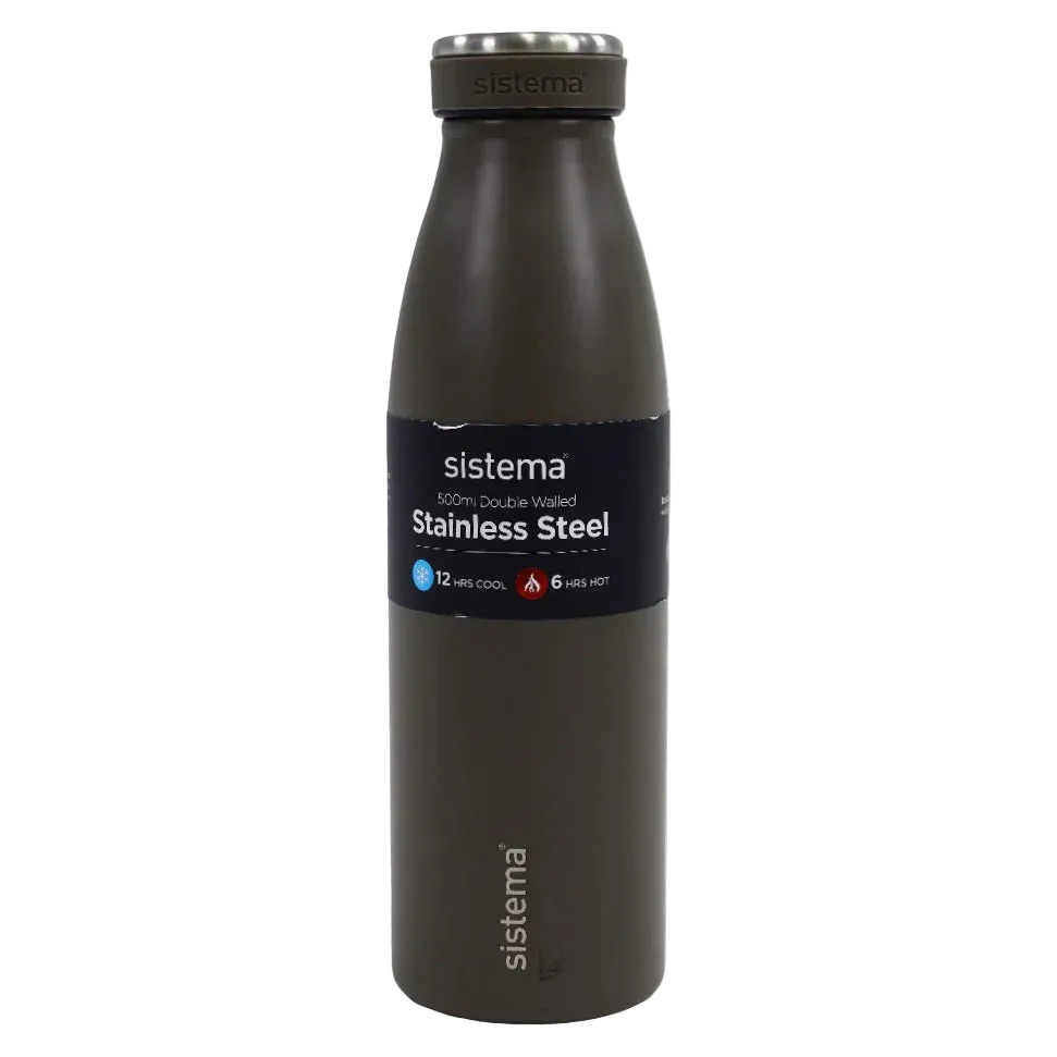 Sistema Stainless Steel Insulated Bottle 500ml – Grey - School