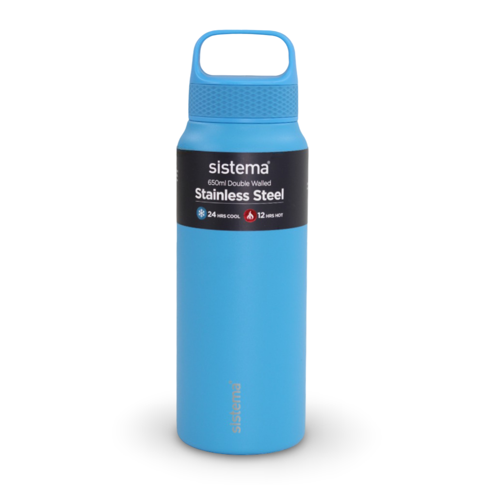 Sistema Double Walled Stainless Steel Water Bottle – Blue ( 650ml ) - School