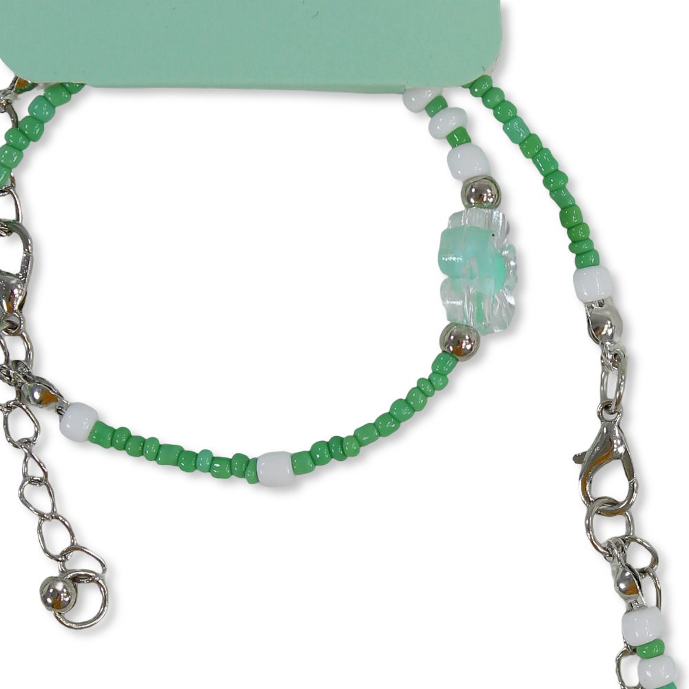 Flower Necklace Set - Green