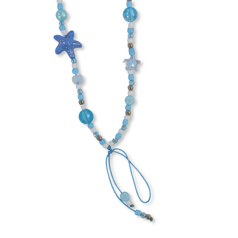 Beaded Mobile Phone Charm - Blue