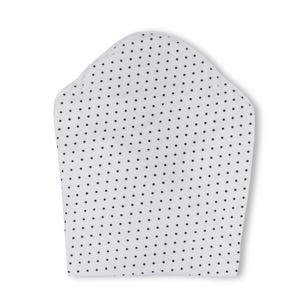 Cotton Baby Blanket – White with "Bonjour" Polka-Dot Pattern