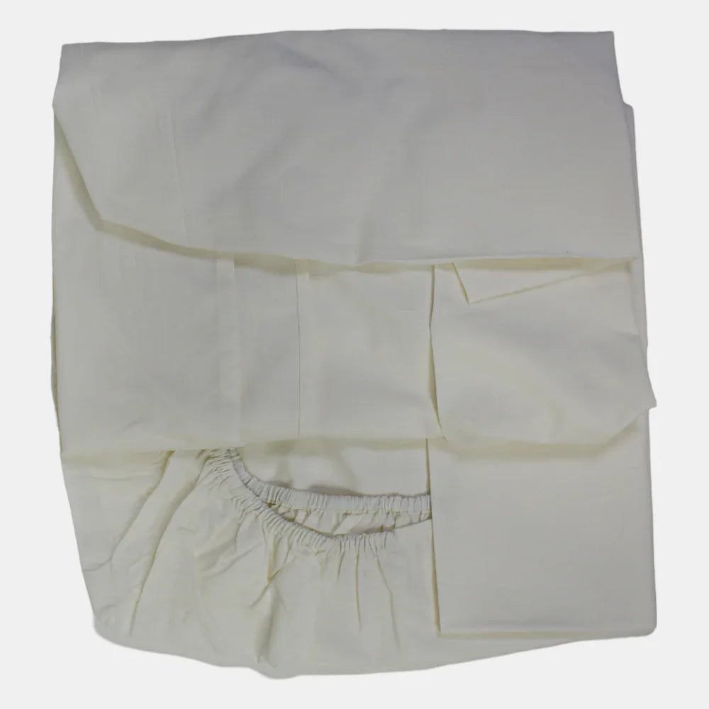 Unisex Baby Cotton Bed Sheets – Off-White Plain