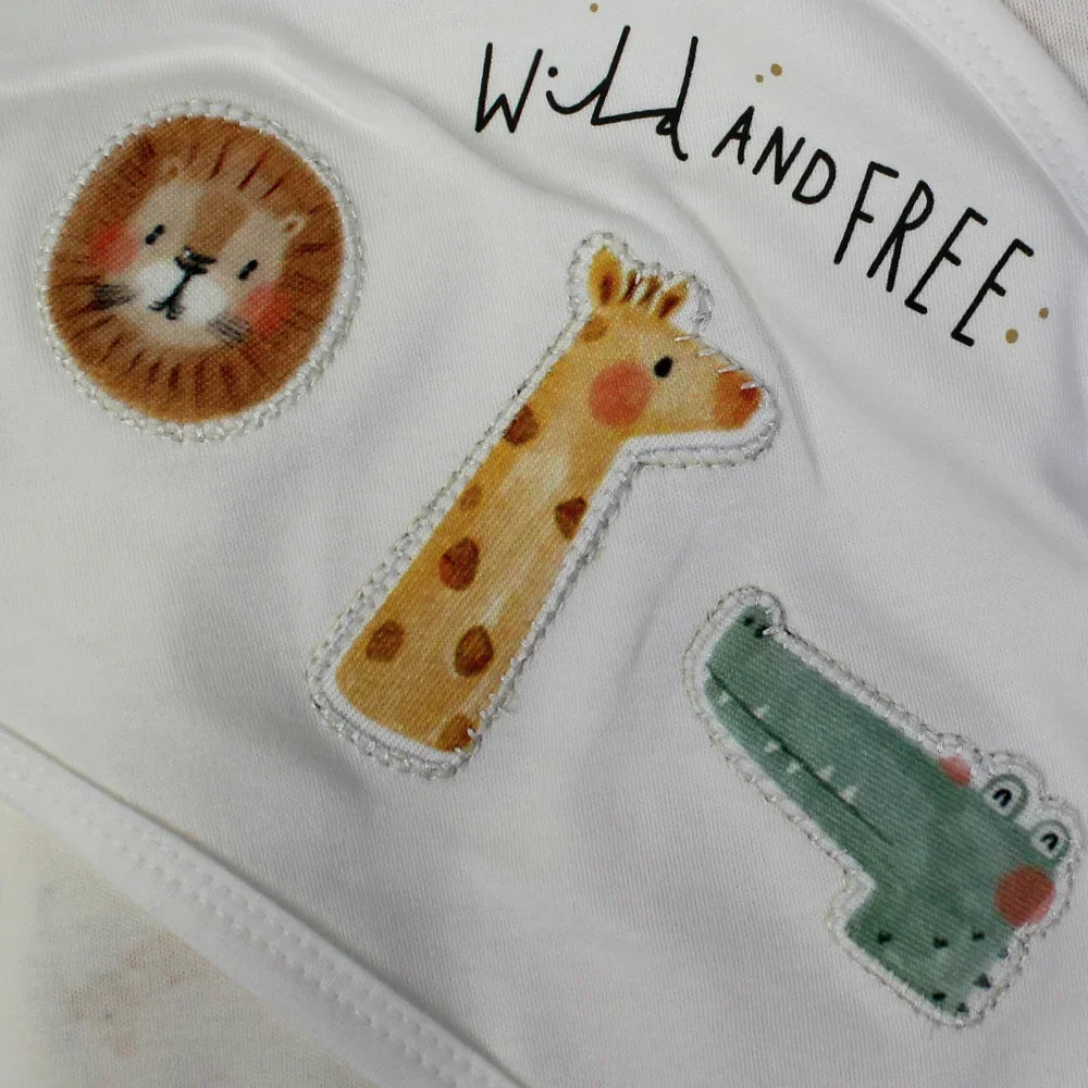 Baby Boys' Cotton Blanket – Off-White with Animal Print
