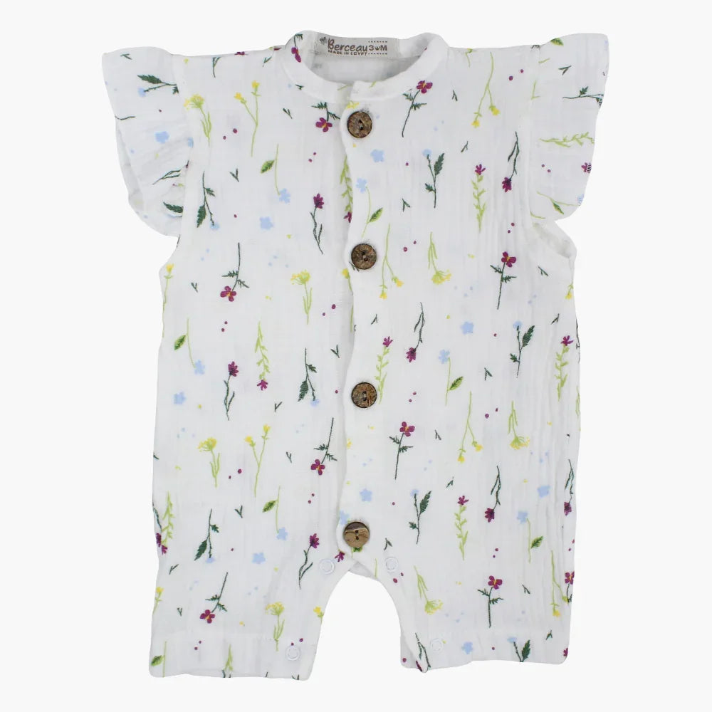 Baby Girls Cotton Romper – Floral Print