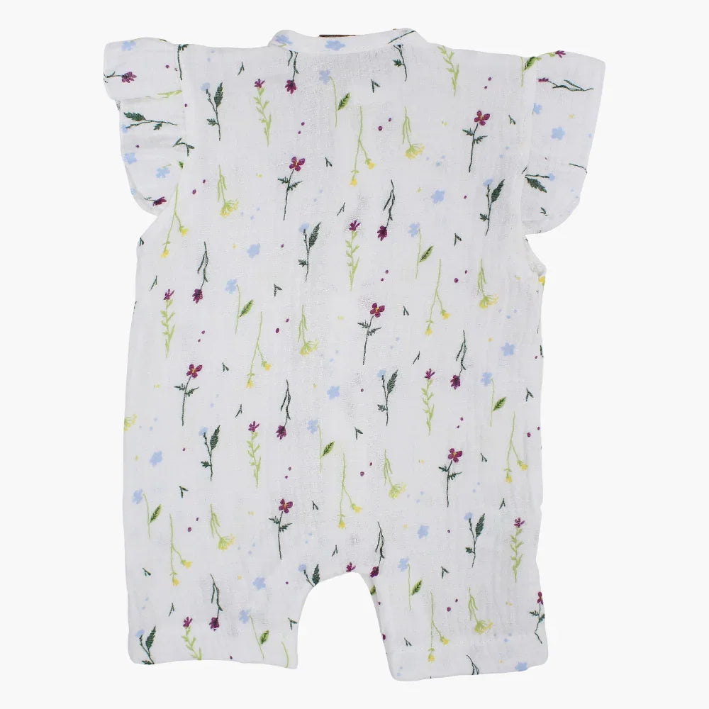 Baby Girls Cotton Romper – Floral Print