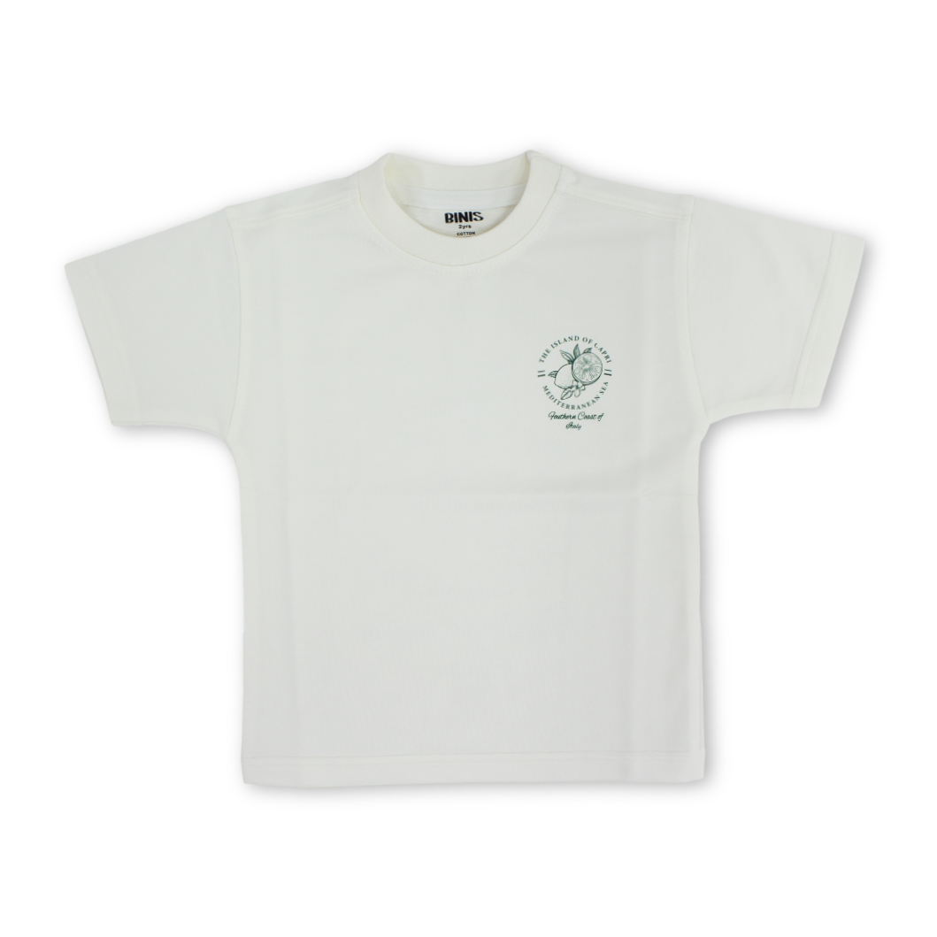 Unisex Baby Cotton T-Shirt – Off-White with Lemon Print - Clothing - Berceau