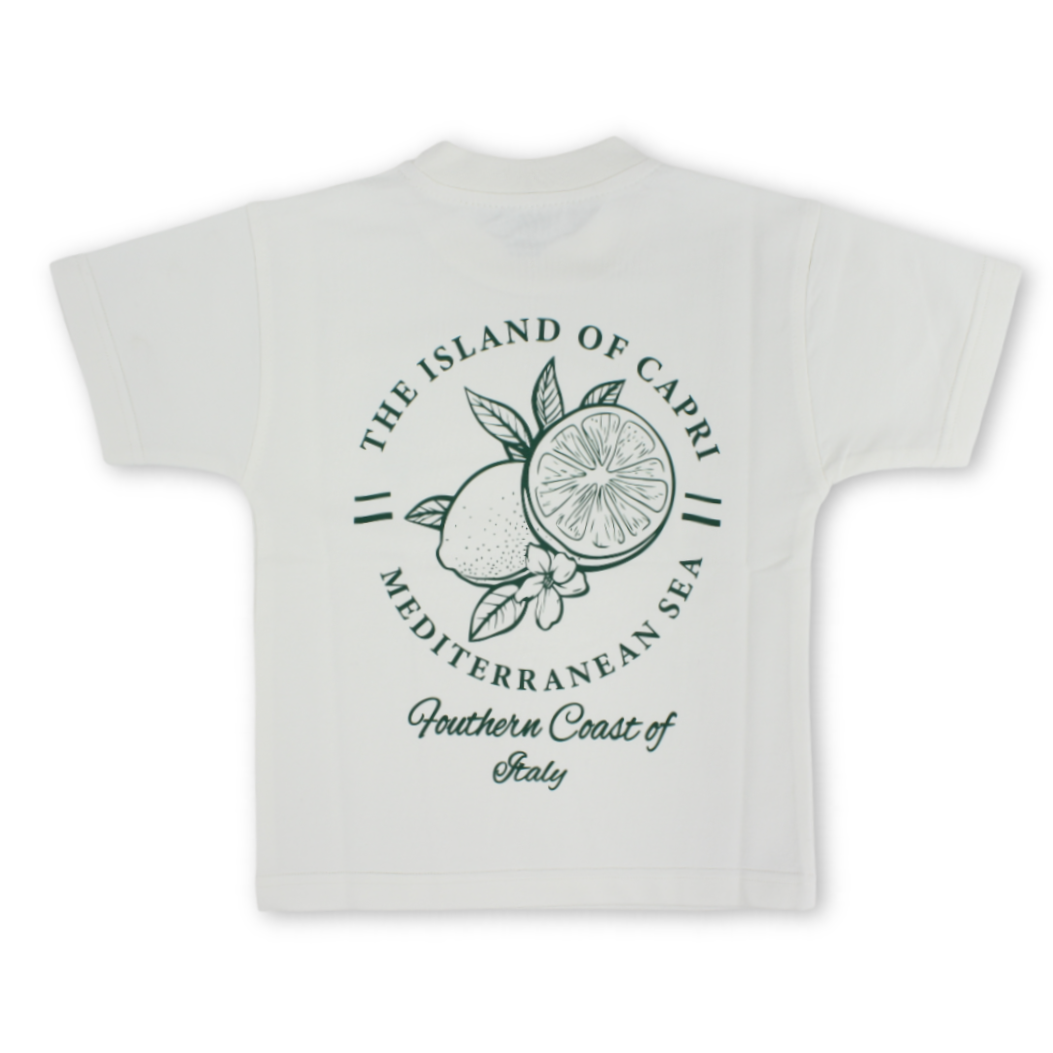 Unisex Baby Cotton T-Shirt – Off-White with Lemon Print