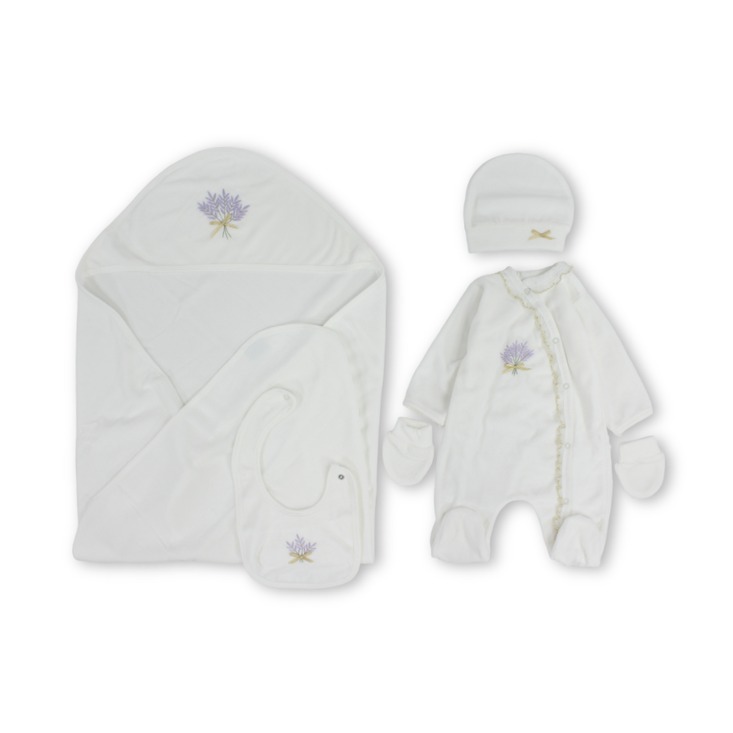 Unisex Baby Velvet Gift Clothes Box – White (5 Pcs)