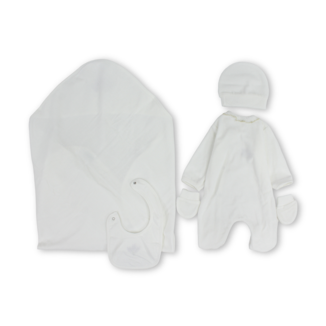 Unisex Baby Velvet Gift Clothes Box – White (5 Pcs)