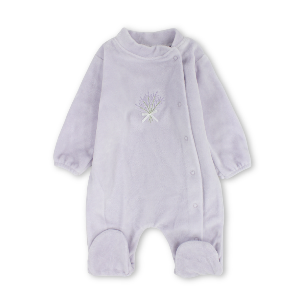 Baby Girls Velvet Baby Footie – Lilac