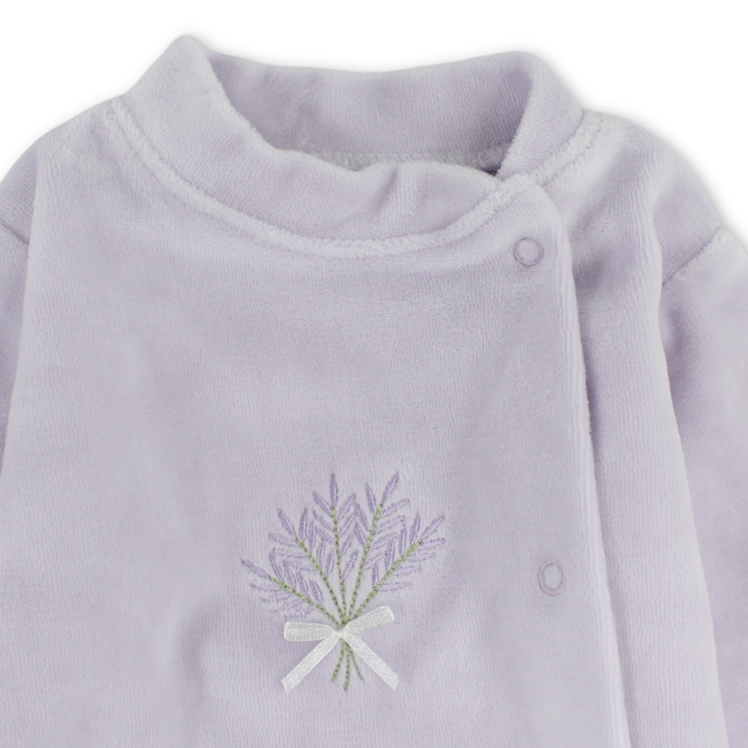 Baby Girls Velvet Baby Footie – Lilac