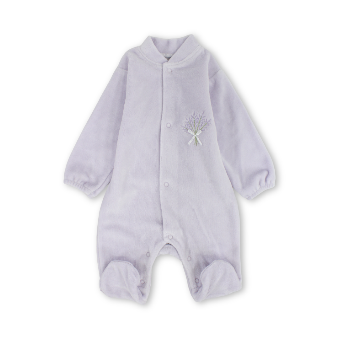 Baby Girls Velvet Baby Footie Onesie – Lilac