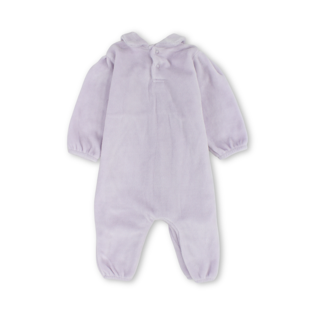 Baby Girls Velvet Footless Onesie – Lilac
