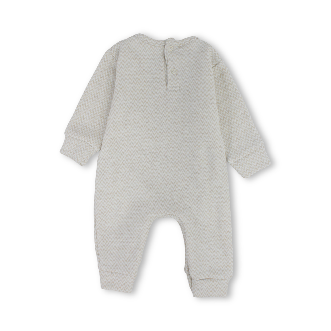 Baby Boys Cotton Footless Onesie – Beige with "Mamas Mini" Red Design