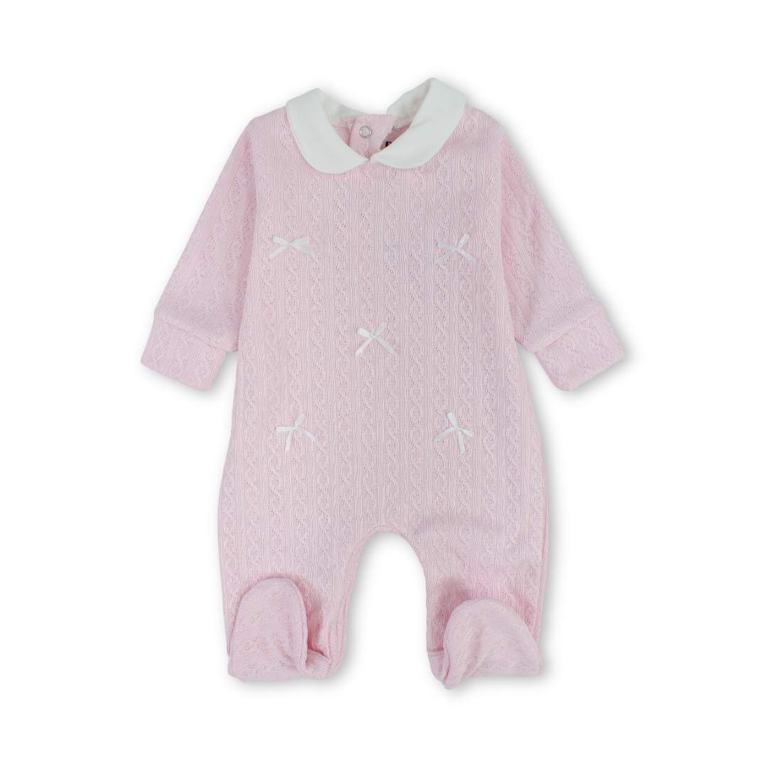 Baby Girls Cotton Baby Footie – Bows Design