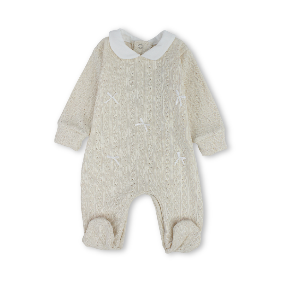 Baby Girls Cotton Baby Footie – Bows Design