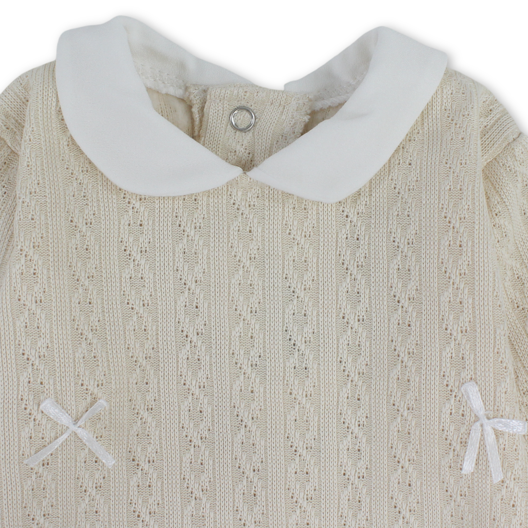 Baby Girls Cotton Baby Footie – Bows Design