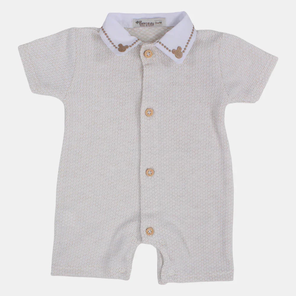Baby Boys Cotton Romper with Cute Collar