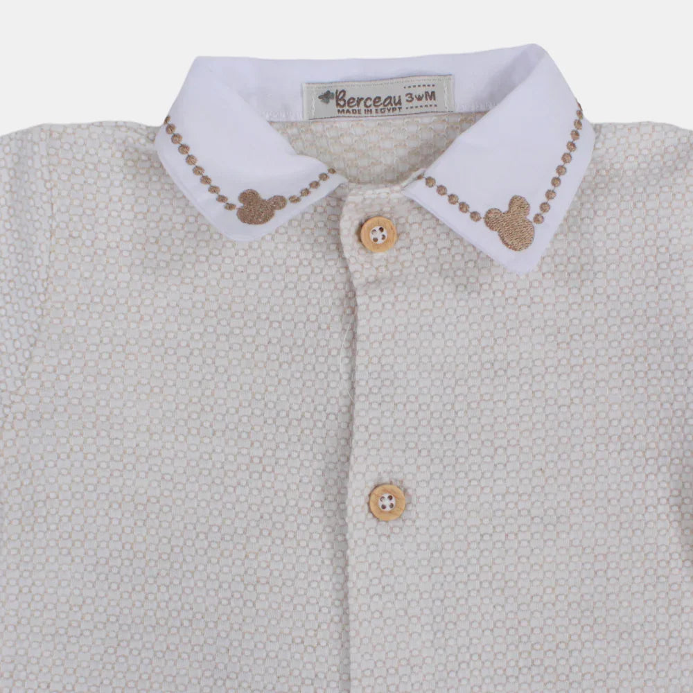 Baby Boys Cotton Romper with Cute Collar