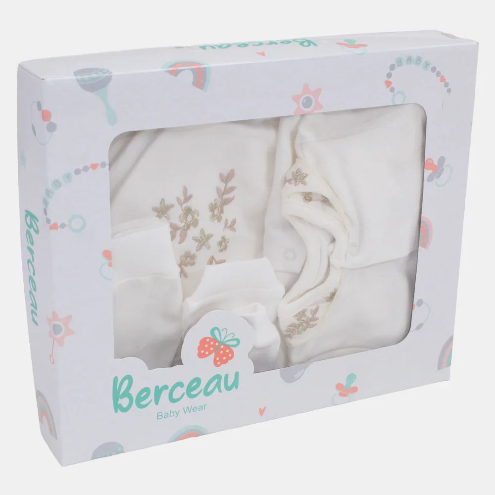 Baby Girls Baby Layette Set – Off-White Floral Set