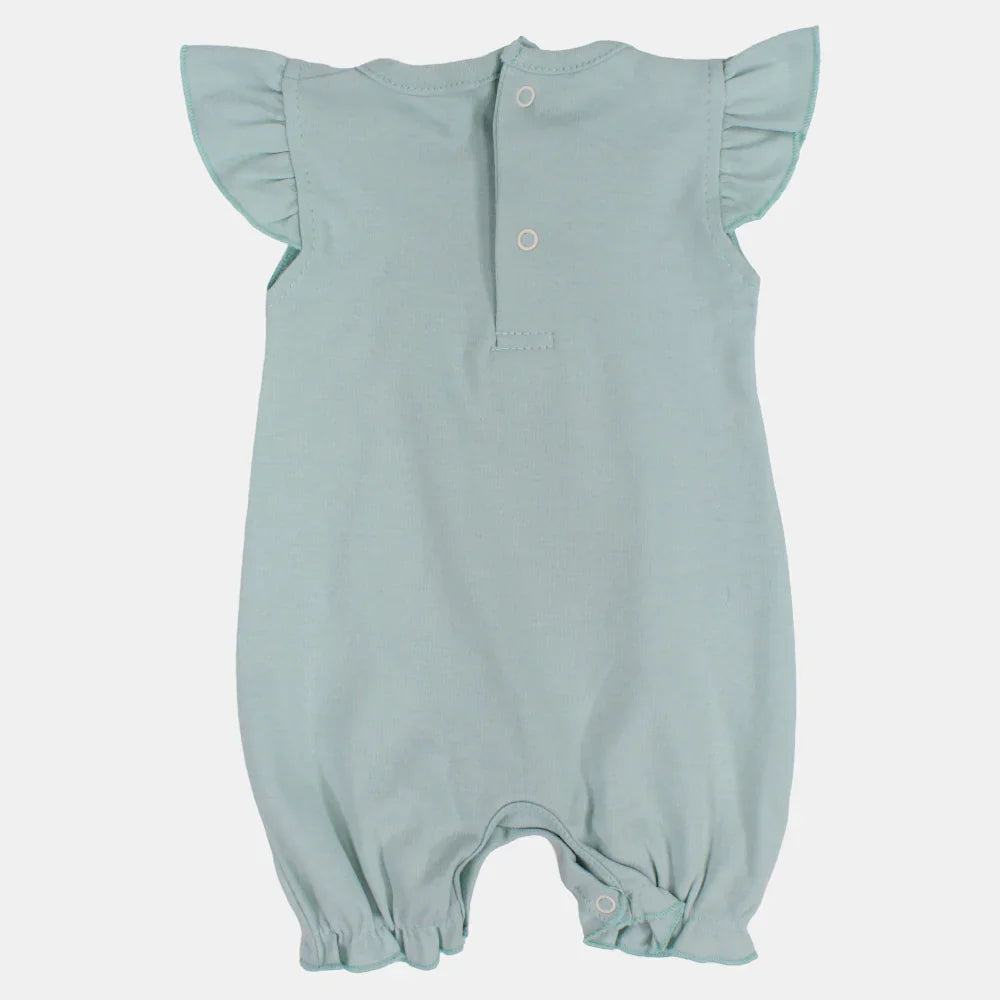 Baby Girls Cotton Romper – Mint with Summer Sea Friends Design