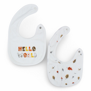 Velvet Baby Bib - “Hello World” Print (Pack of 2)