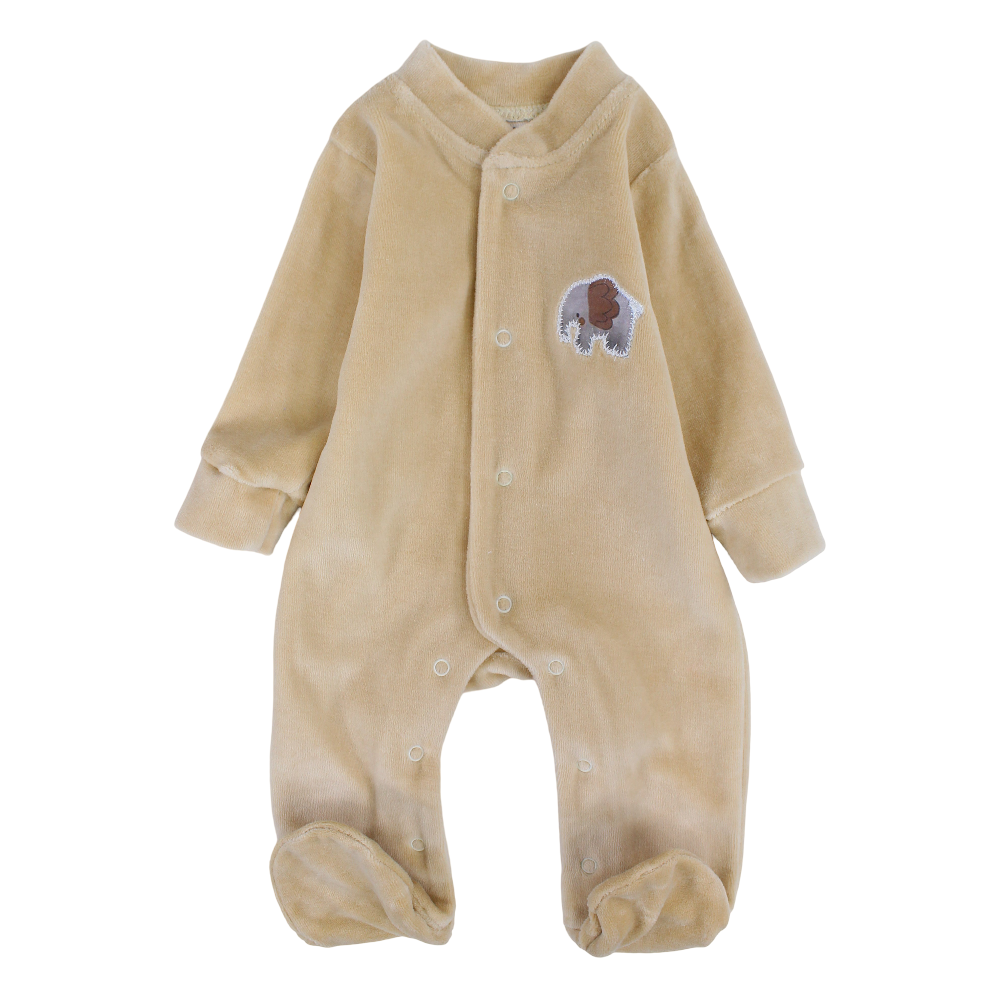 Baby Boys Velvet Baby Footie – Elephant Print