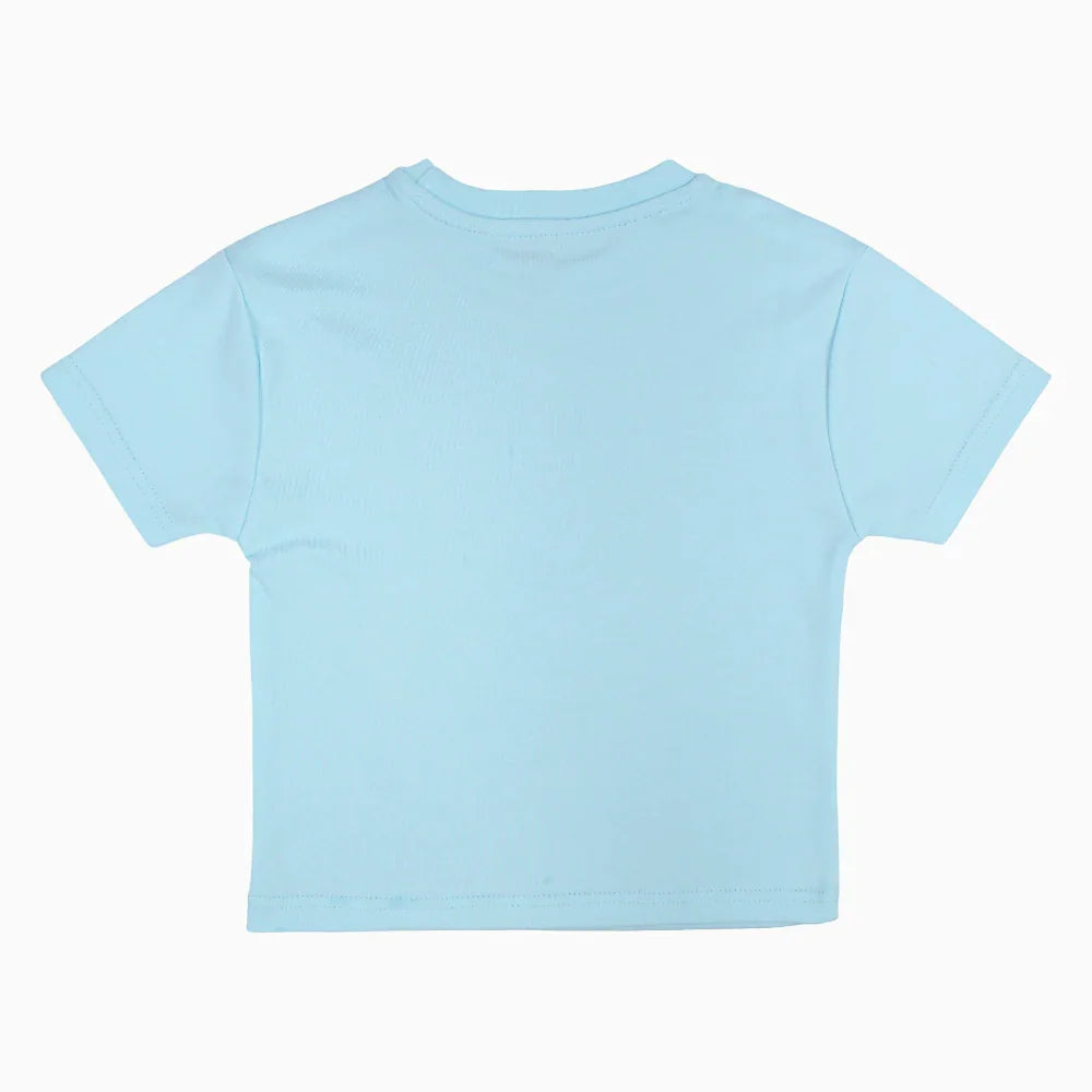 Unisex Cotton T-Shirt – Aqua with Lemon Print