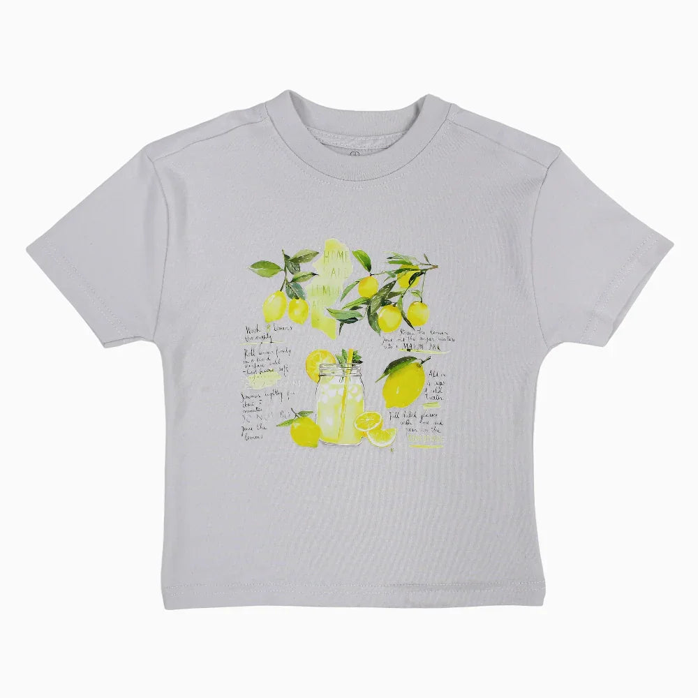 Unisex Cotton T-Shirt – Grey with Lemonade Print - Clothing - Berceau